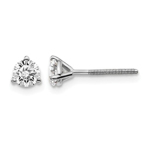 GEM AND HARMONY  1/2 Carat (Ctw Vs2-Si1, D-E-F) Lab Grown Diamond Solitaire Stud Earrings In 14K Gold With Screwbacks In White