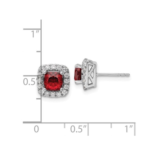 1.60 Carat Garnet Halo Earrings in 14K White Gold Earrings with Lab-Grown Diamonds
