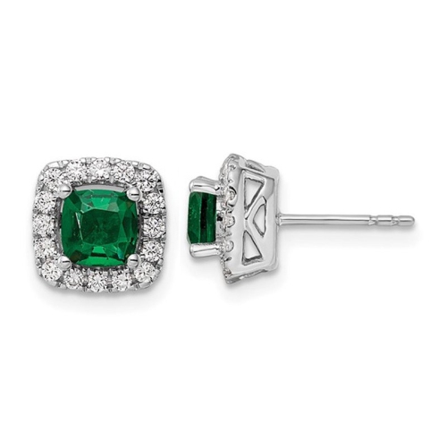 GEM AND HARMONY  9/10 Carat (Ctw) Lab-Created Emerald Earrings In 14K Gold With Lab-Grown Diamonds In White