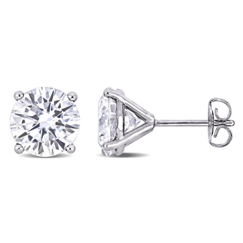GEM AND HARMONY  4.00 Carat (Ctw) Synthetic Moissanite Solitaire Stud Earrings In 14K Gold In White