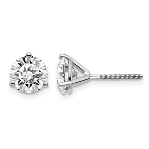 GEM AND HARMONY  2.00 Carat (Ctw Si1-Si2, G-H-I) Lab-Grown Diamond Solitaire Stud Earrings In 14K Gold With Screwbacks In White