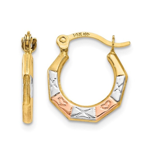 GEM AND HARMONY  14K Gold Fancy Small Hoop Earrings (2.00Mm) In Yellow