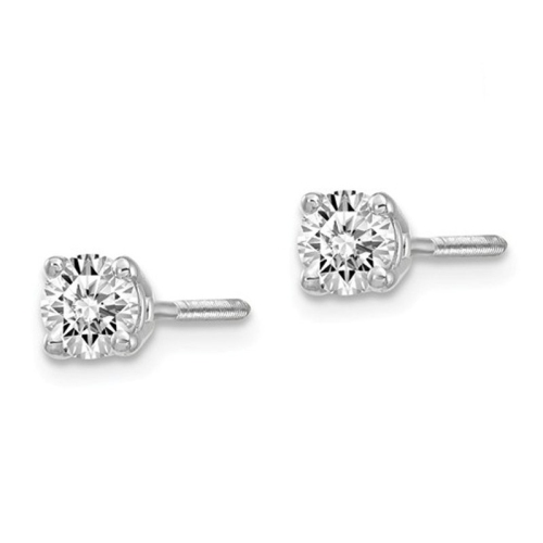 Clous d'oreilles solitaires en or blanc 1 ct avec vis en diamant blanc solitaire 14K ct/2&nbsp;carat créé en laboratoire