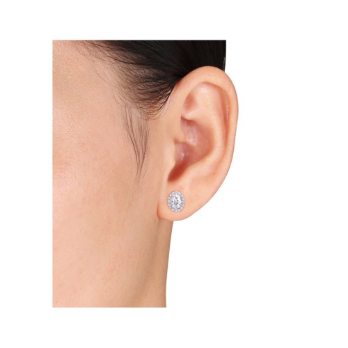 2.05 Carat Synthetic Moissanite Heart Dangle Earrings in 10K White Gold