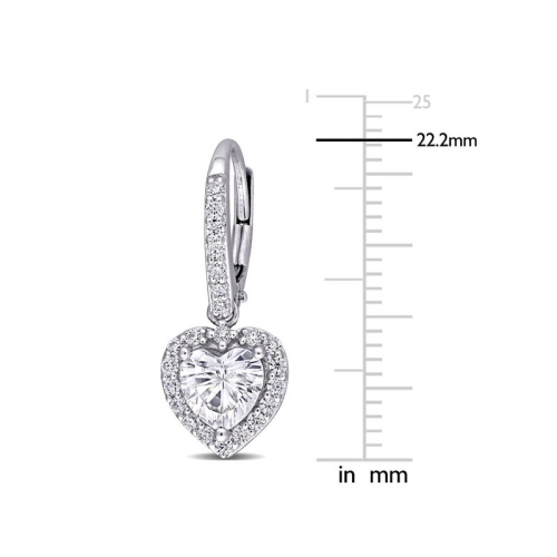 2.05 Carat Synthetic Moissanite Heart Dangle Earrings in 10K White Gold