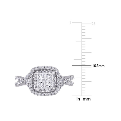0.95 Carat Princess-Cut Diamond Infinity Halo Engagement Ring in 10K White Gold