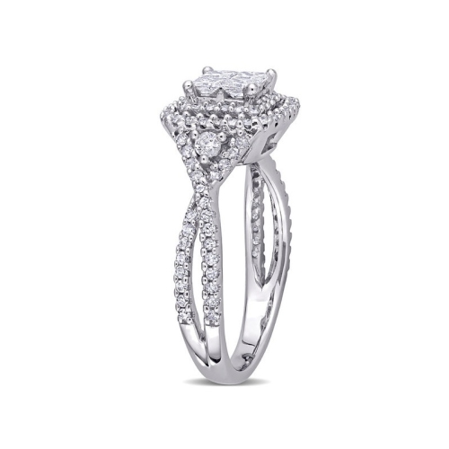 0.95 Carat Princess-Cut Diamond Infinity Halo Engagement Ring in 10K White Gold