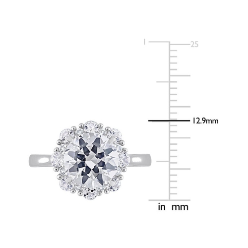 4.30 Carat Lab-Created White Sapphire Halo Engagement Ring in 10K White Gold