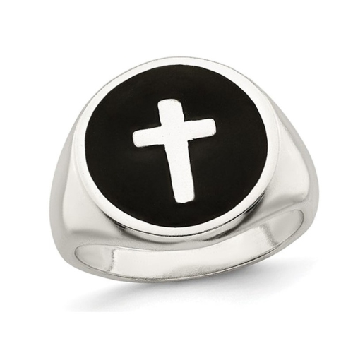 Mens Sterling Silver Enameled Cross Ring Best Buy Canada