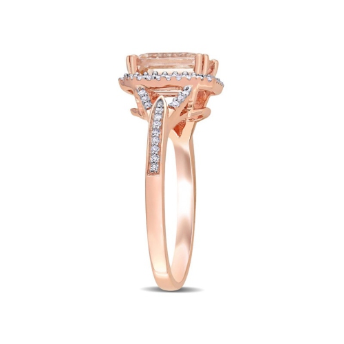 1 1/2 Carat Morganite Ring in 14K Rose Gold with Diamonds
