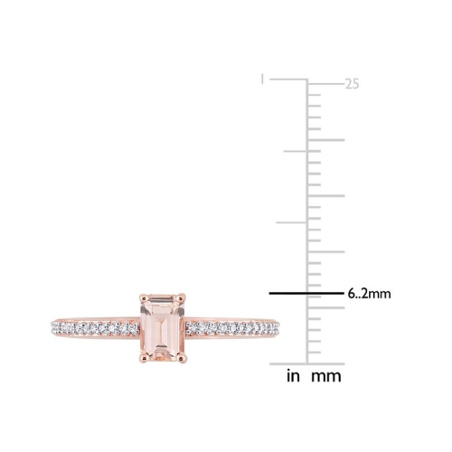 3/5 Carat Emerald-Cut Morganite Ring in 10K Rose Pink Gold with Diamonds