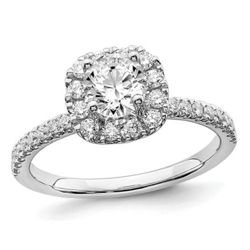 GEM AND HARMONY  3/4 Carat (Ctw G-H-I, Si1-Si2) Lab Grown Diamond Engagement Halo Ring In 14K Gold In White