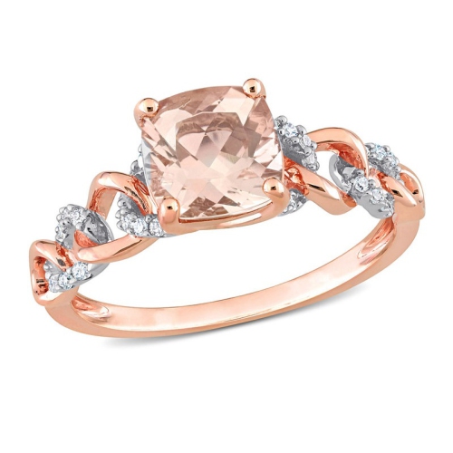 GEM AND HARMONY  1 5/8 Carat (Ctw) Morganite And Diamond Ring In 10K Rose Gold In Pink