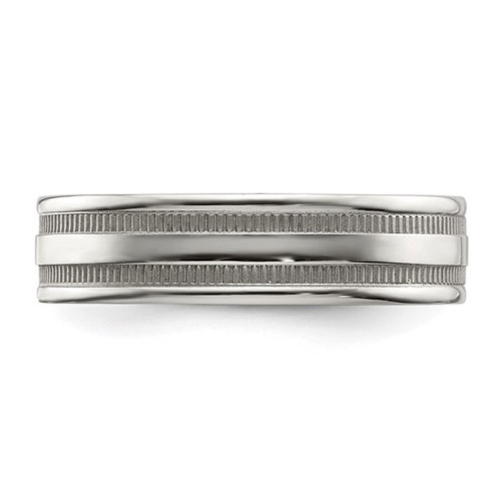 Mens or Ladies Stainless Steel Grooved Wedding Band Ring