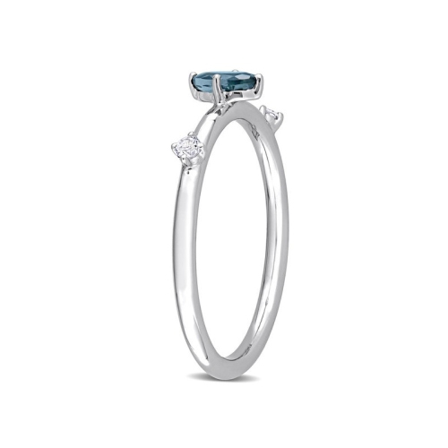 1/3 Carat London Blue Topaz Ring in 10K White Gold with White Topaz