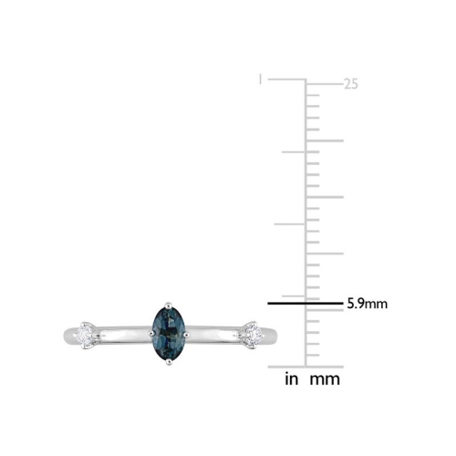 1/3 Carat London Blue Topaz Ring in 10K White Gold with White Topaz