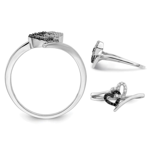 Black & White Diamond Accent Heart Promise Ring in Sterling Silver