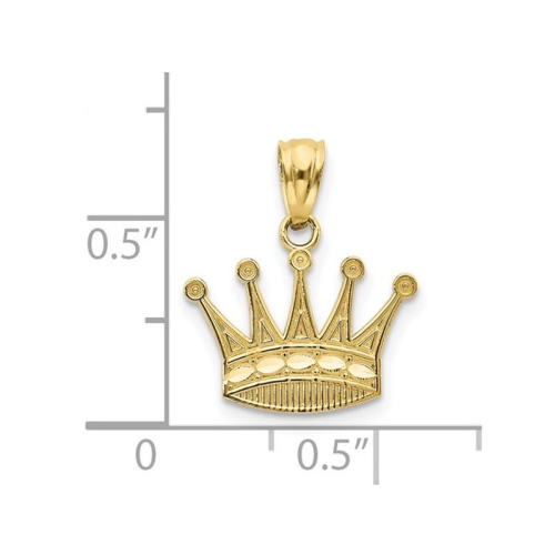 10K Yellow Gold Crown Charm Pendant Necklace with Chain