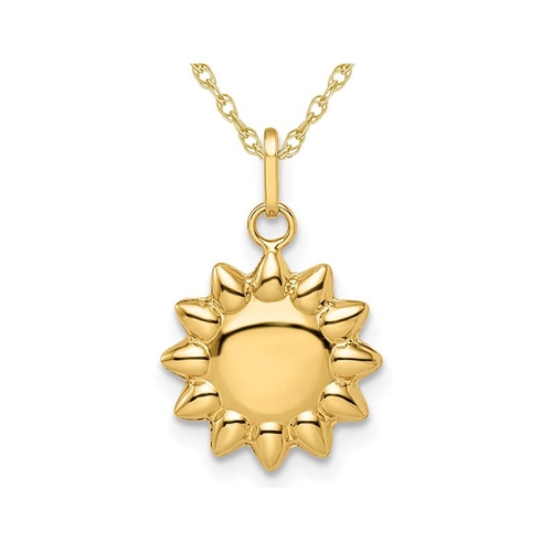 Collier pendentif de charme soufflé polie en or jaune 14k avec chaîne