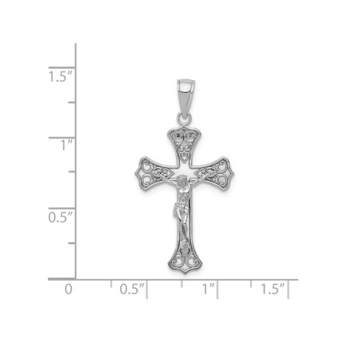 14K White Gold Crucifix Cross Pendant Necklace with Chain