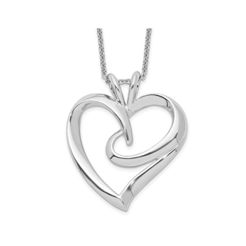 GEM AND HARMONY  The Hugging Heart Pendant Necklace In Sterling With Chain In Silver