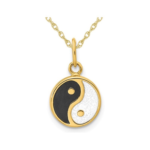 GEM AND HARMONY  14K Gold Yin-Yang Charm Pendant Necklace With Chain In Yellow