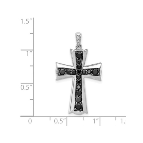 5/8 Carat Black & White Diamond Cross Pendant Necklace in 14K White Gold with Chain