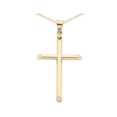GEM AND HARMONY  14K Gold Cross Pendant Necklace With Chain In Yellow