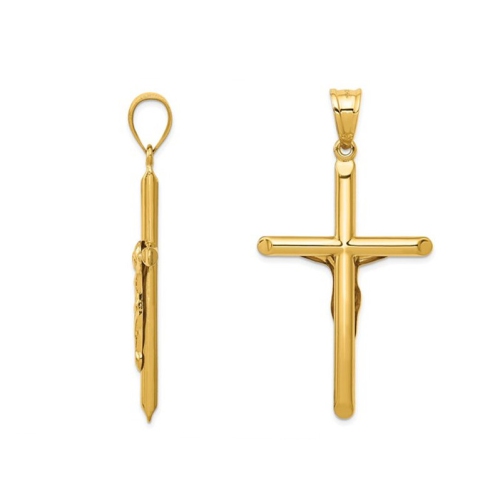 14K Yellow Gold Crucifix Pendant Necklace with Chain