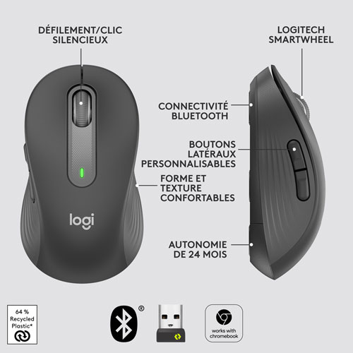 Souris optique sans fil Signature M650 de Logitech - Graphite