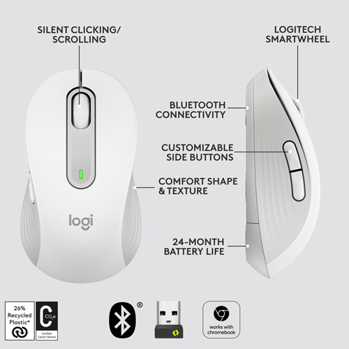 Souris optique sans fil Signature M650 de Logitech - Blanc cassé