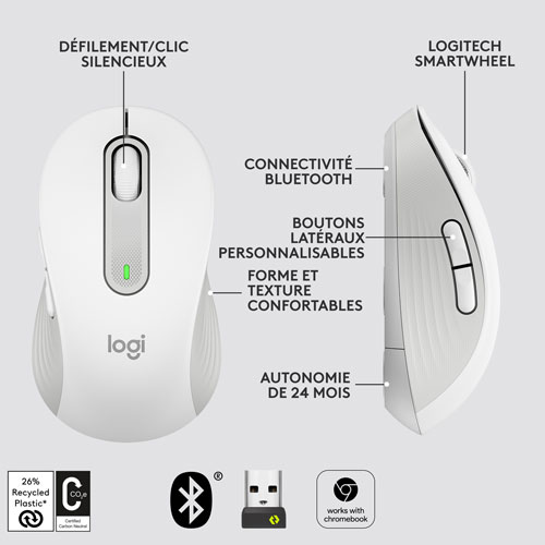 Souris optique sans fil Signature M650 de Logitech - Blanc cassé