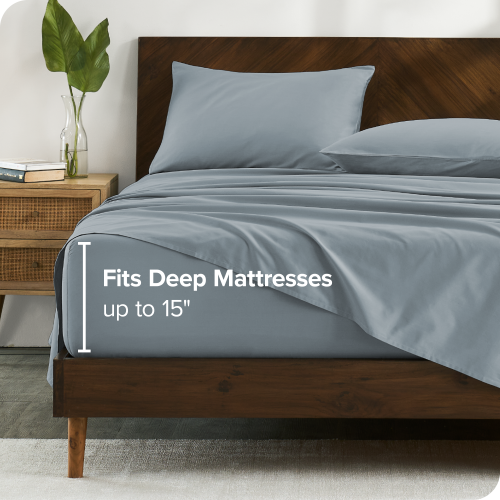 Bare Home 100% Organic Cotton Sheet Set - Crisp Percale Weave - Lightweight & Breathable