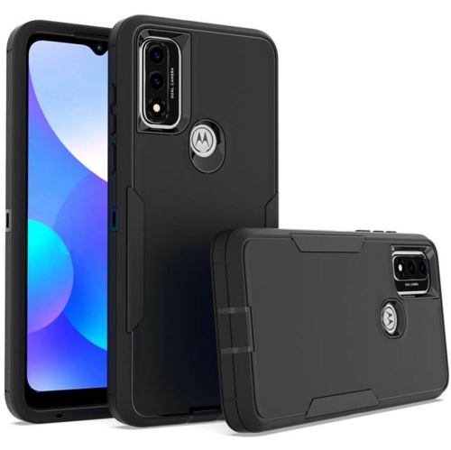 【CSmart】 Dual Layers Heavy Duty Rubber Armor Bumper Hard Case Cover for Motorola Moto G Pure 2021, Black
