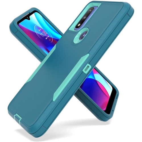 【CSmart】 Dual Layers Heavy Duty Rubber Armor Bumper Hard Case Cover for Motorola Moto G Pure 2021, Mint