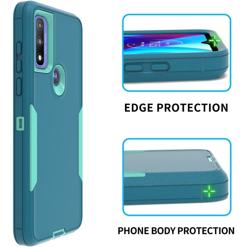 【CSmart】 Dual Layers Heavy Duty Rubber Armor Bumper Hard Case Cover for Motorola Moto G Pure 2021, Mint