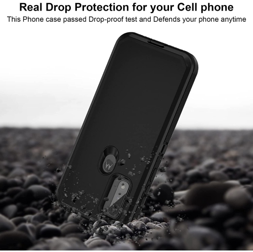 【CSmart】 Dual Layers Heavy Duty Rubber Armor Bumper Hard Case Cover for Motorola Moto G Pure 2021, Navy