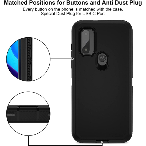 【CSmart】 Dual Layers Heavy Duty Rubber Armor Bumper Hard Case Cover for Motorola Moto G Pure 2021, Navy