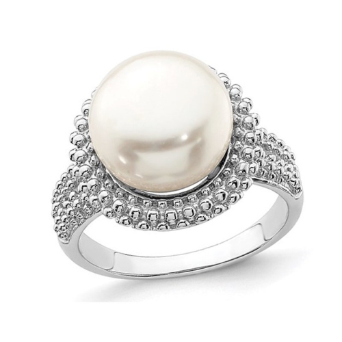 GEM AND HARMONY  Freshwater Cultured 11-12MM Pearl Ring In Sterling In Silver