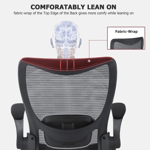 Mesh Office Chair with Flip-up Armrests,Waterfall Cushioned Seat and Lumbar Support , Height Adjustable Task Chair Work Chair Swivel Computer Chair
