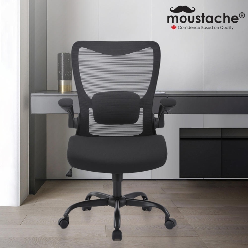 Mesh Office Chair with Flip-up Armrests,Waterfall Cushioned Seat and Lumbar Support , Height Adjustable Task Chair Work Chair Swivel Computer Chair