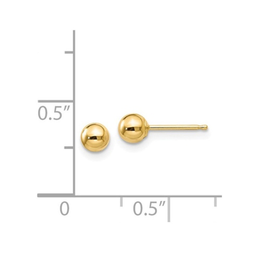 Gold Button Ball 4mm Stud Earrings in 14K Yellow Gold