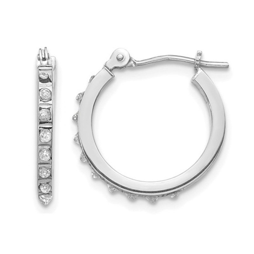 GEM AND HARMONY  Diamond Accent Oval Hoop Earrings In 14K Gold In White