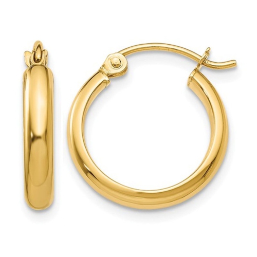 Small Hoop Earrings in 14K Yellow Gold 1/2 Inch