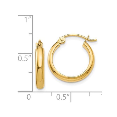 Small Hoop Earrings in 14K Yellow Gold 1/2 Inch