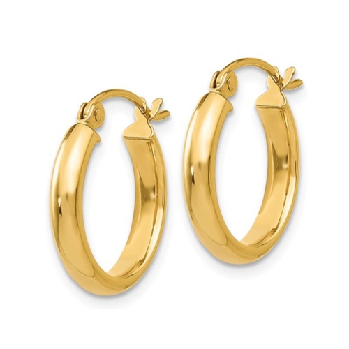 Small Hoop Earrings in 14K Yellow Gold 1/2 Inch