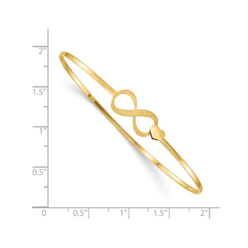 14K Yellow Gold Infinity Heart Bangle Bracelet