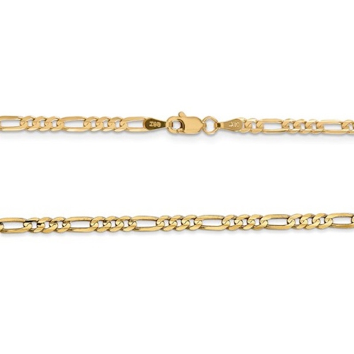 Collier concave de 3 mm, Figaro de 30 po en or jaune 14 ct