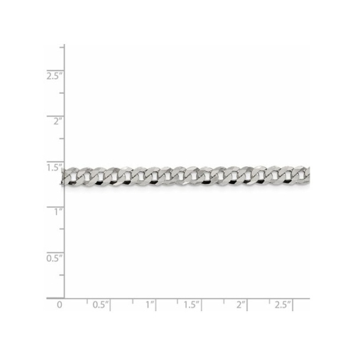 Mens Beveled Curb Chain Necklace in Sterling Silver 20 Inches