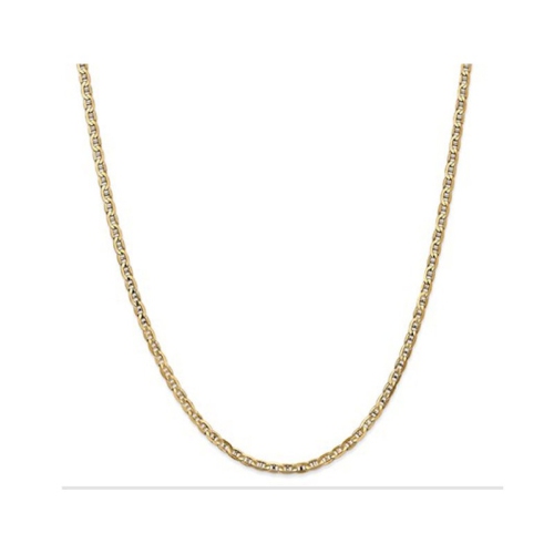 GEM AND HARMONY  14K Gold Concave 3MM Necklace Anchor Chain 20 Inches In Yellow